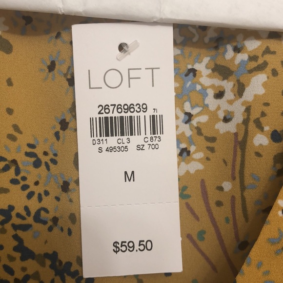 NWT Loft Yellow Patterned Blouse - Picture 3 of 5